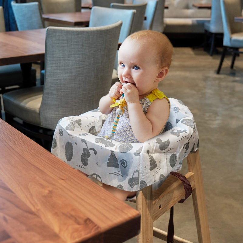 Oopsababy Disposable High Chair Covers, 10 Pack for Babies and Toddlers, Gray with Animal Patterns - Image 4